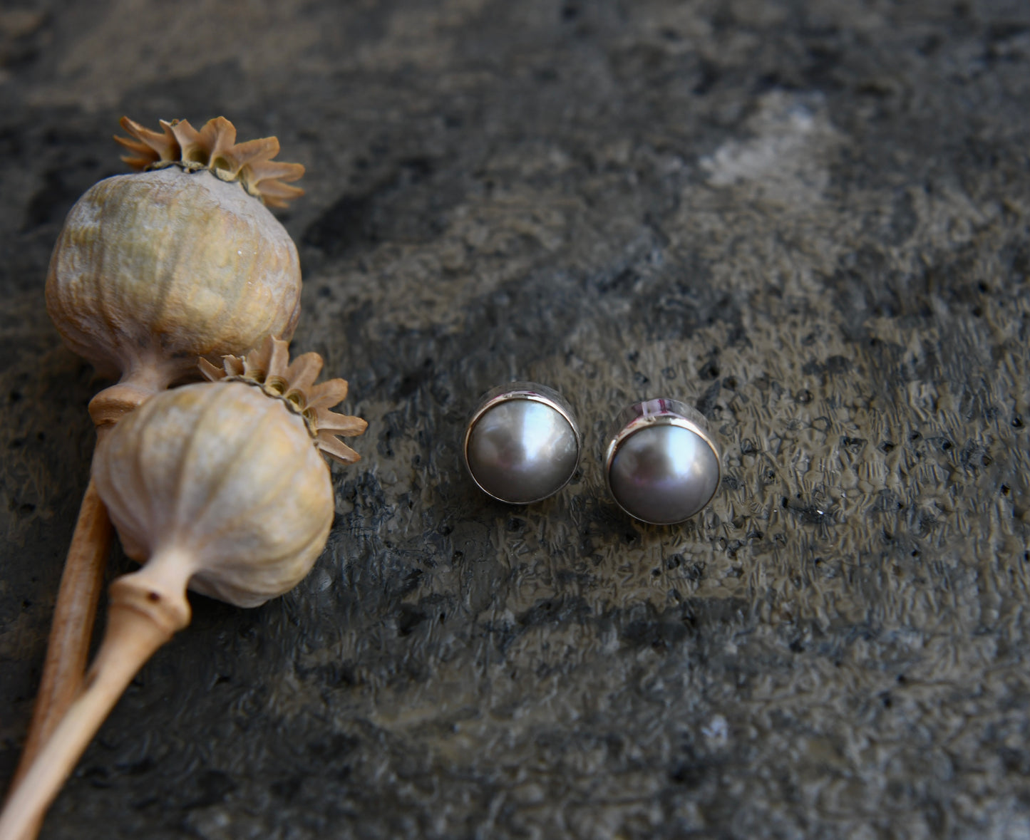 Twilight Pearl Studs (Silver)
