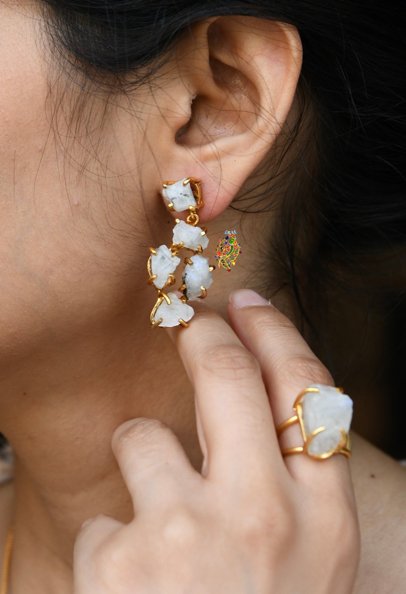 Moonstone Danglers (5 stones)