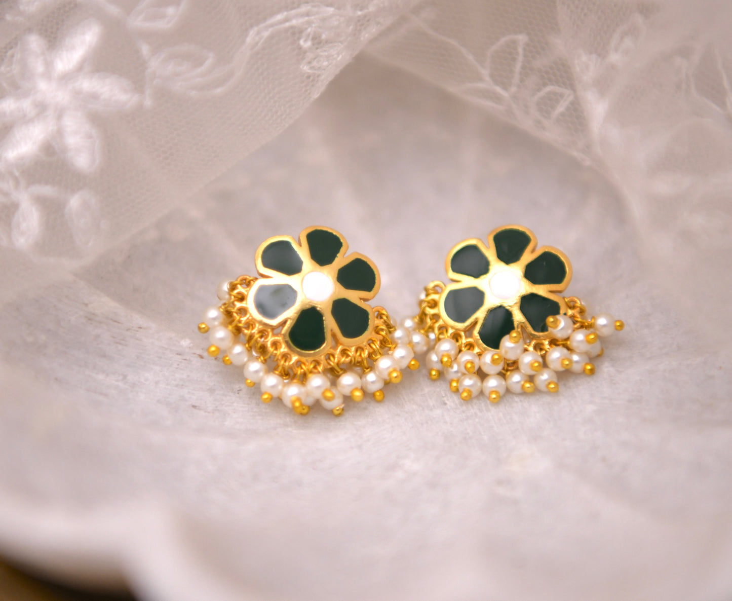 Mogra Studs (Green)