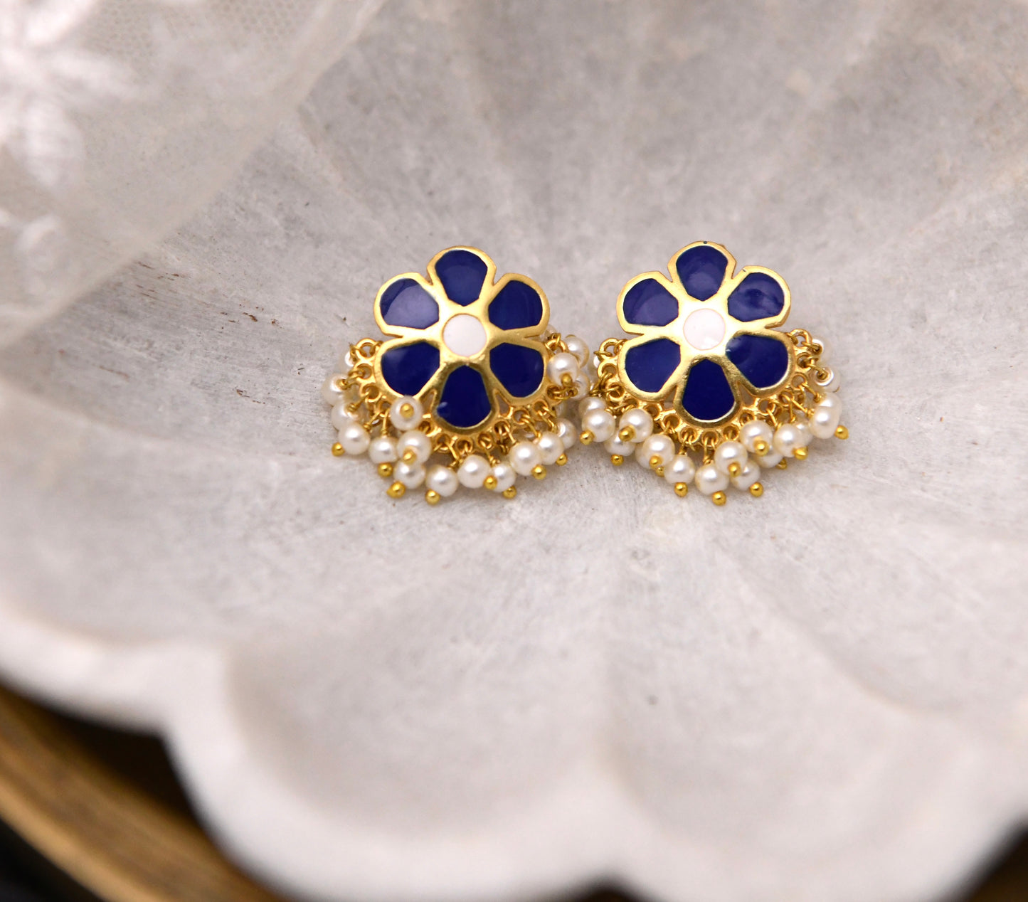 Mogra Studs (Blue)
