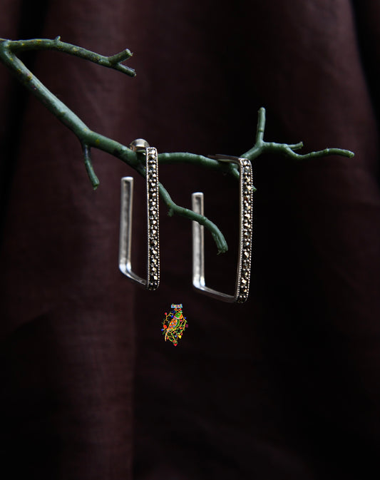 Square Marcasite Hoops