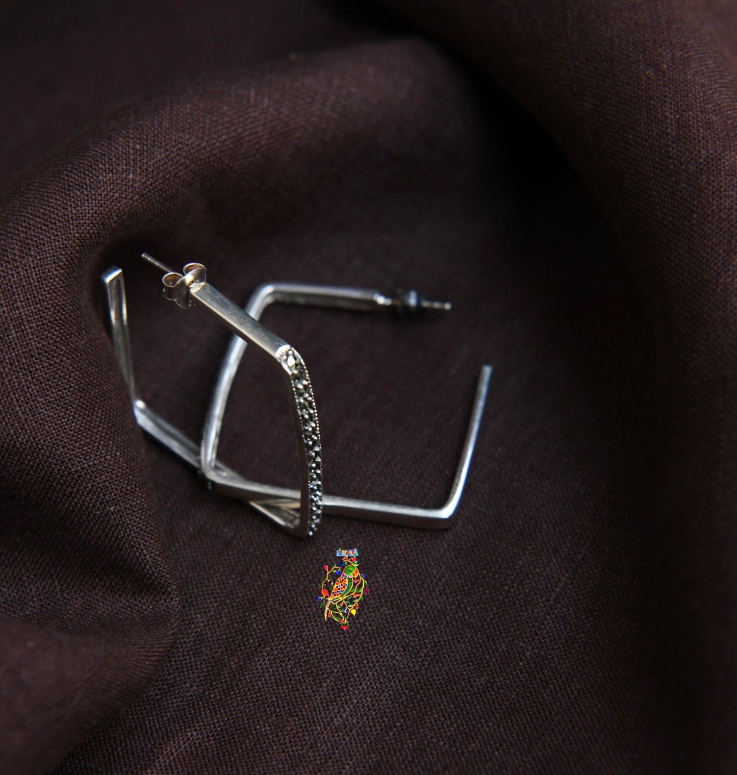 Square Marcasite Hoops