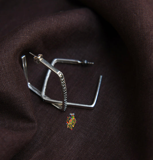 Square Marcasite Hoops