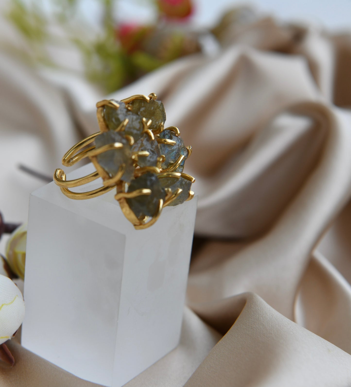 Labradorite Flower Ring