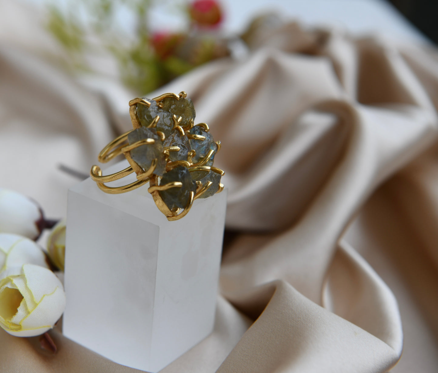 Labradorite Flower Ring