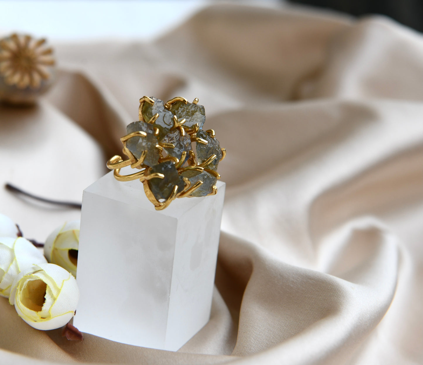 Labradorite Flower Ring