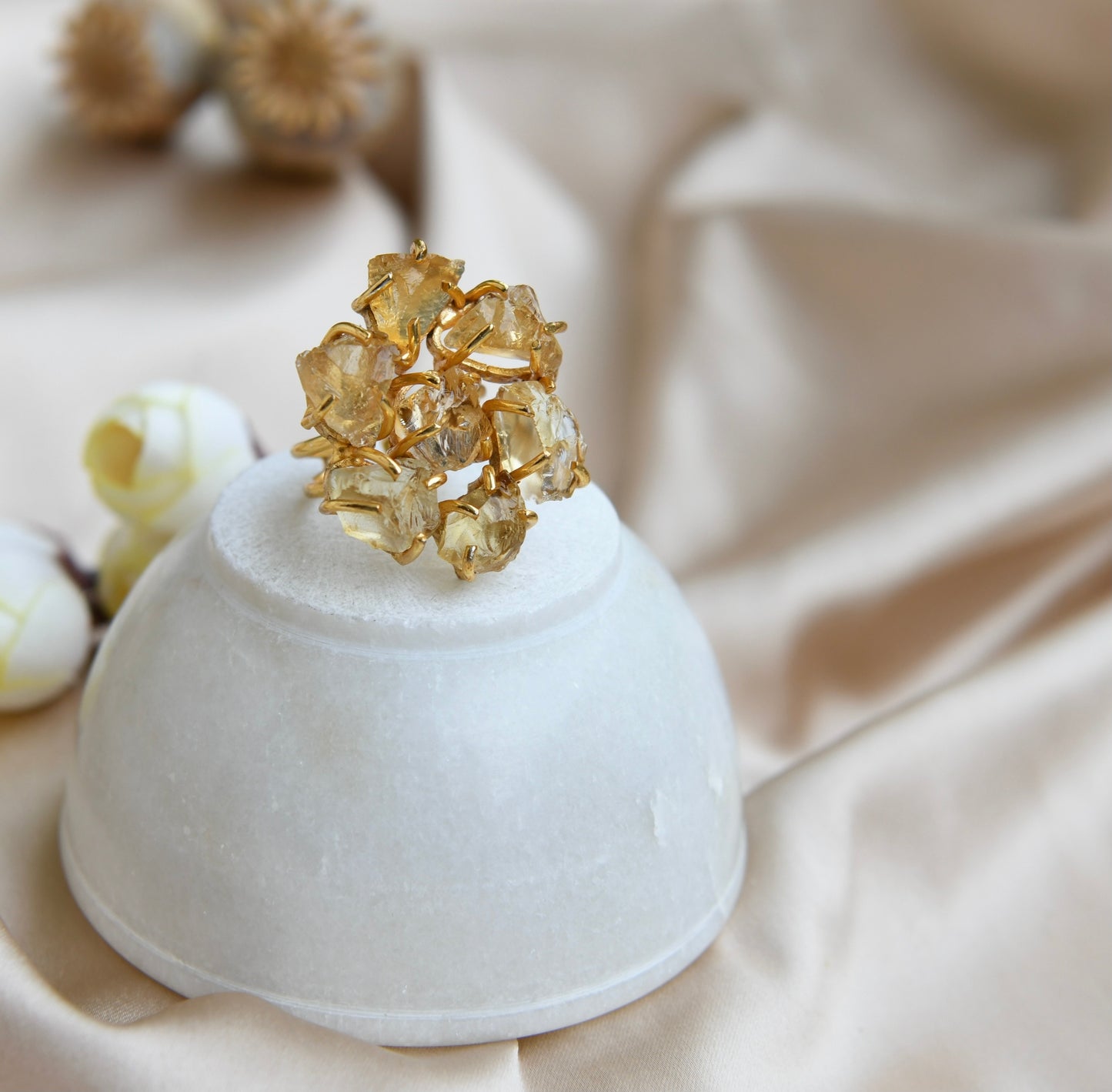 Citrine Flower Ring