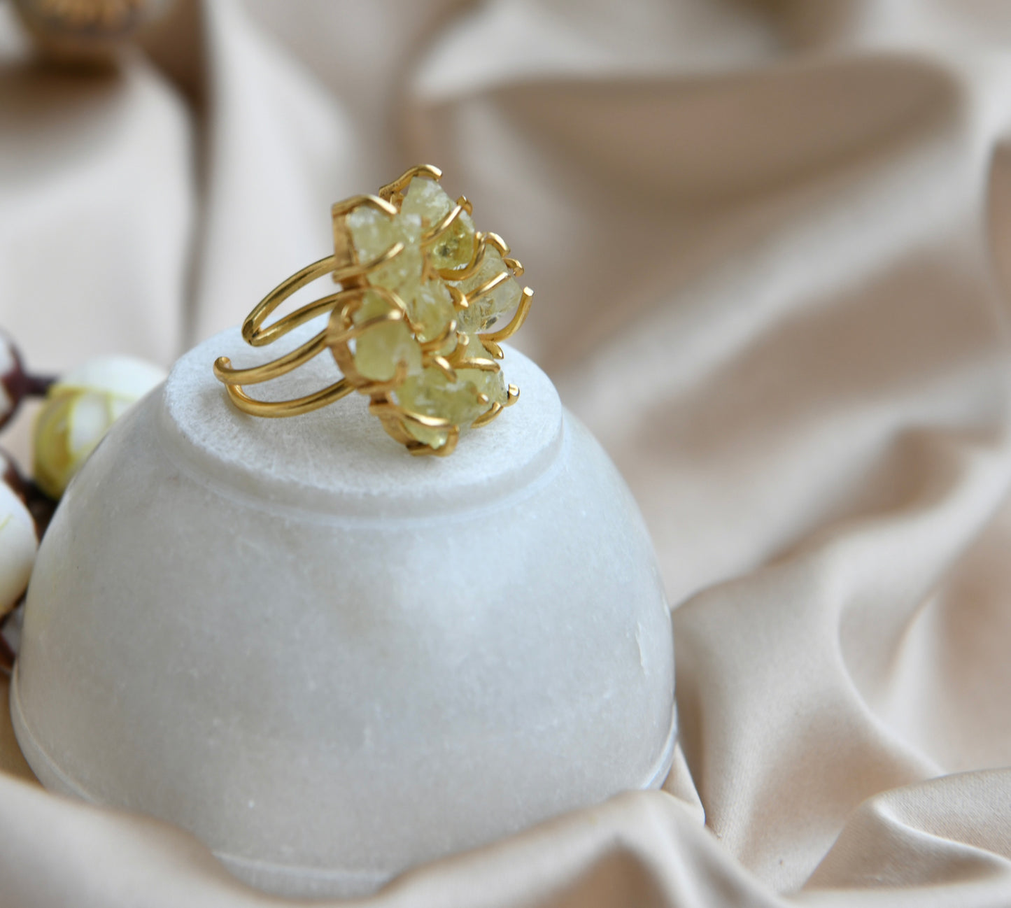 Lemon Topaz Flower Ring