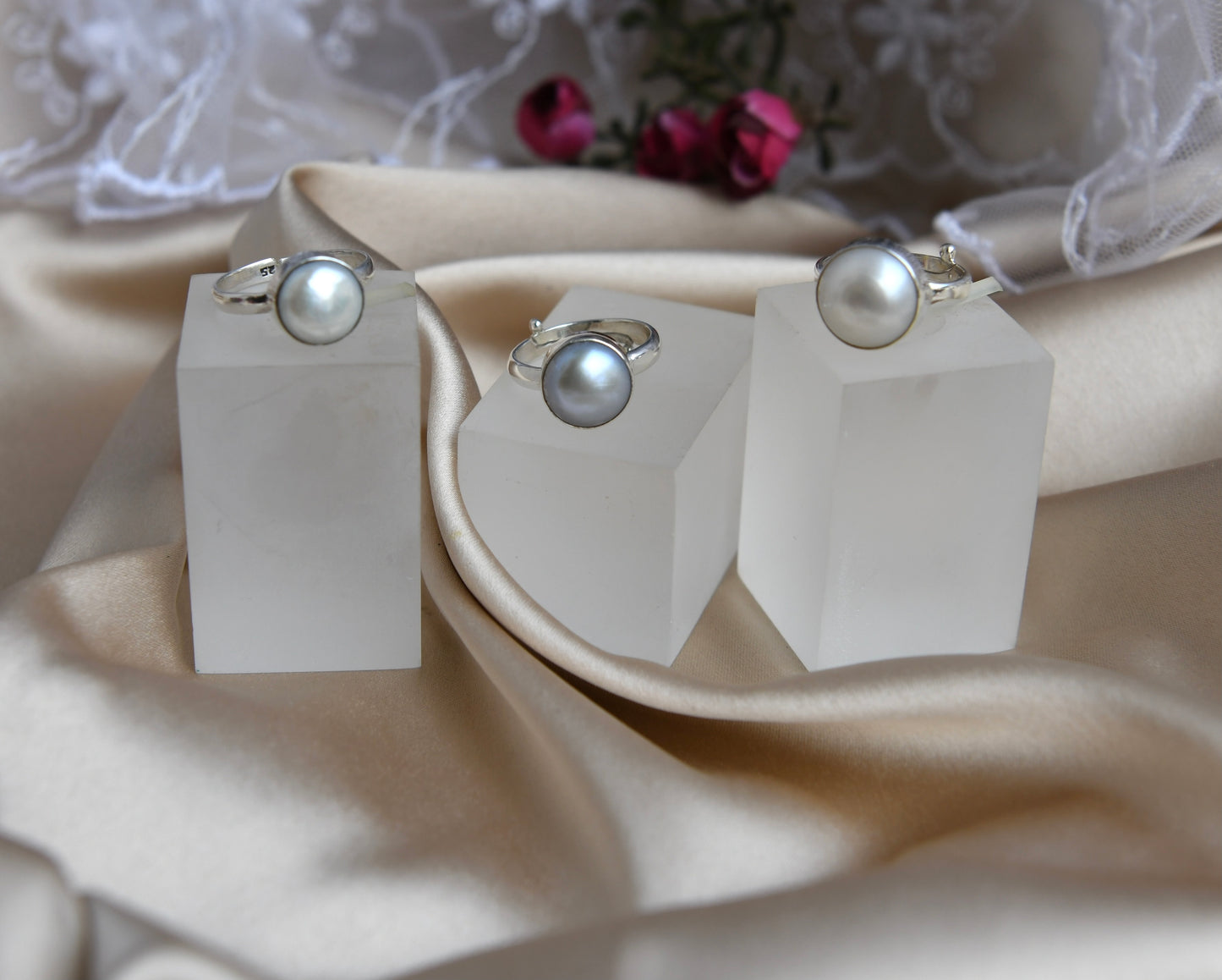 Classic Silver Pearl Ring For Men and Girls