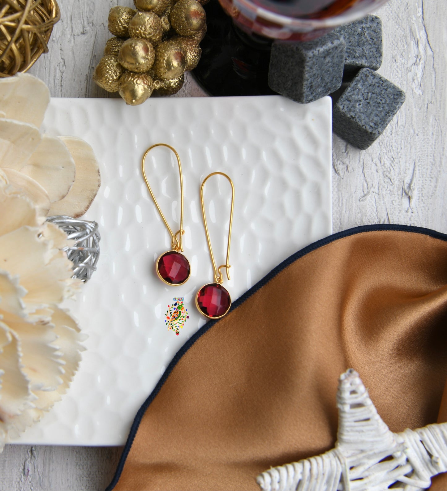 Eve's Charm Necklace with Red Wine Drops
