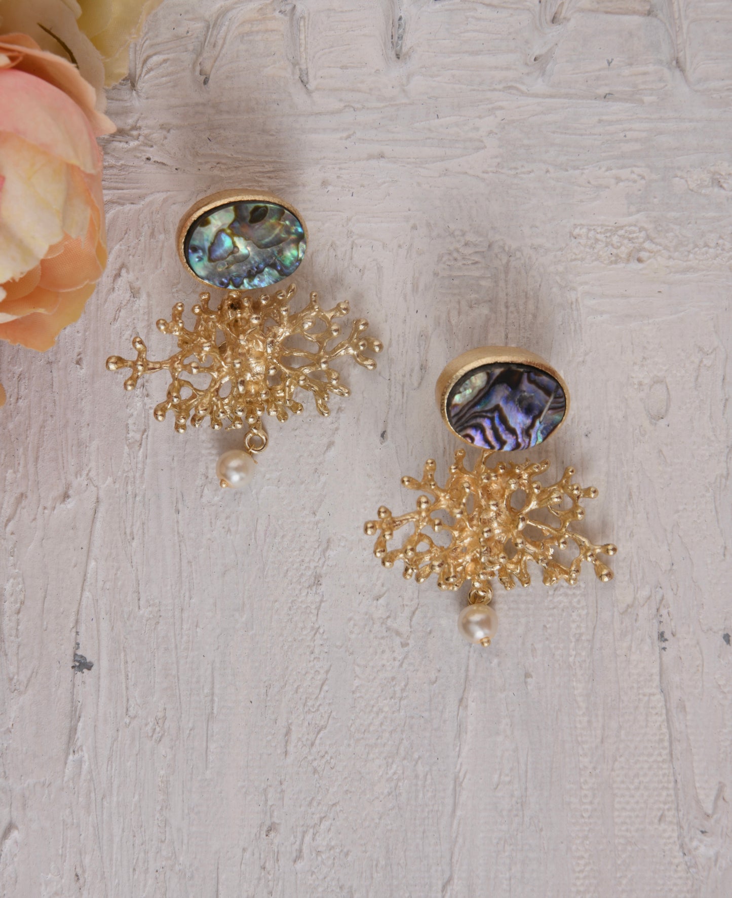 Abalone Snow Flake Earrings
