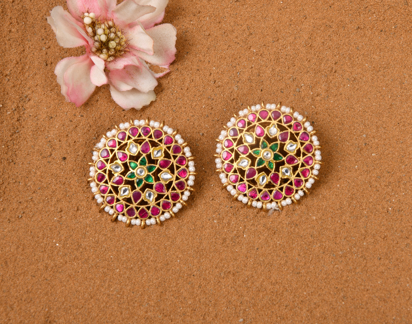 Kundan Flower Studs