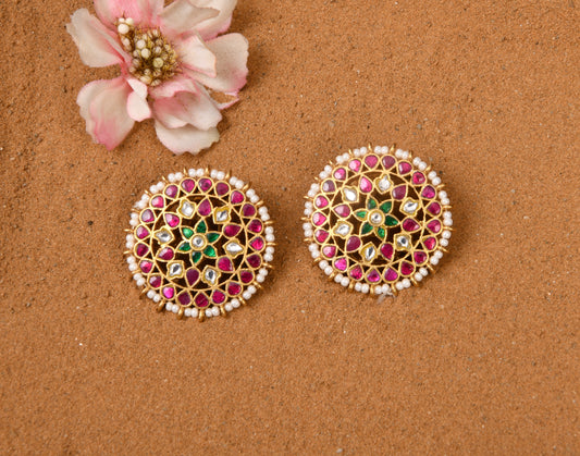 Kundan Flower Studs