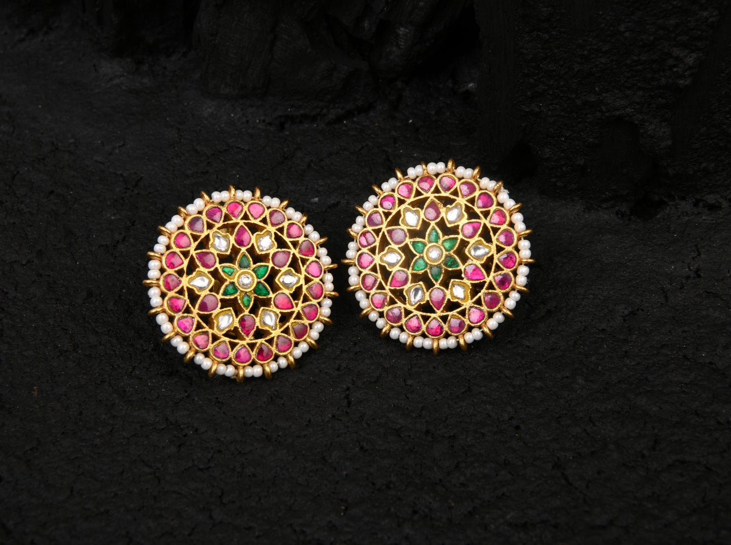 Kundan Flower Studs