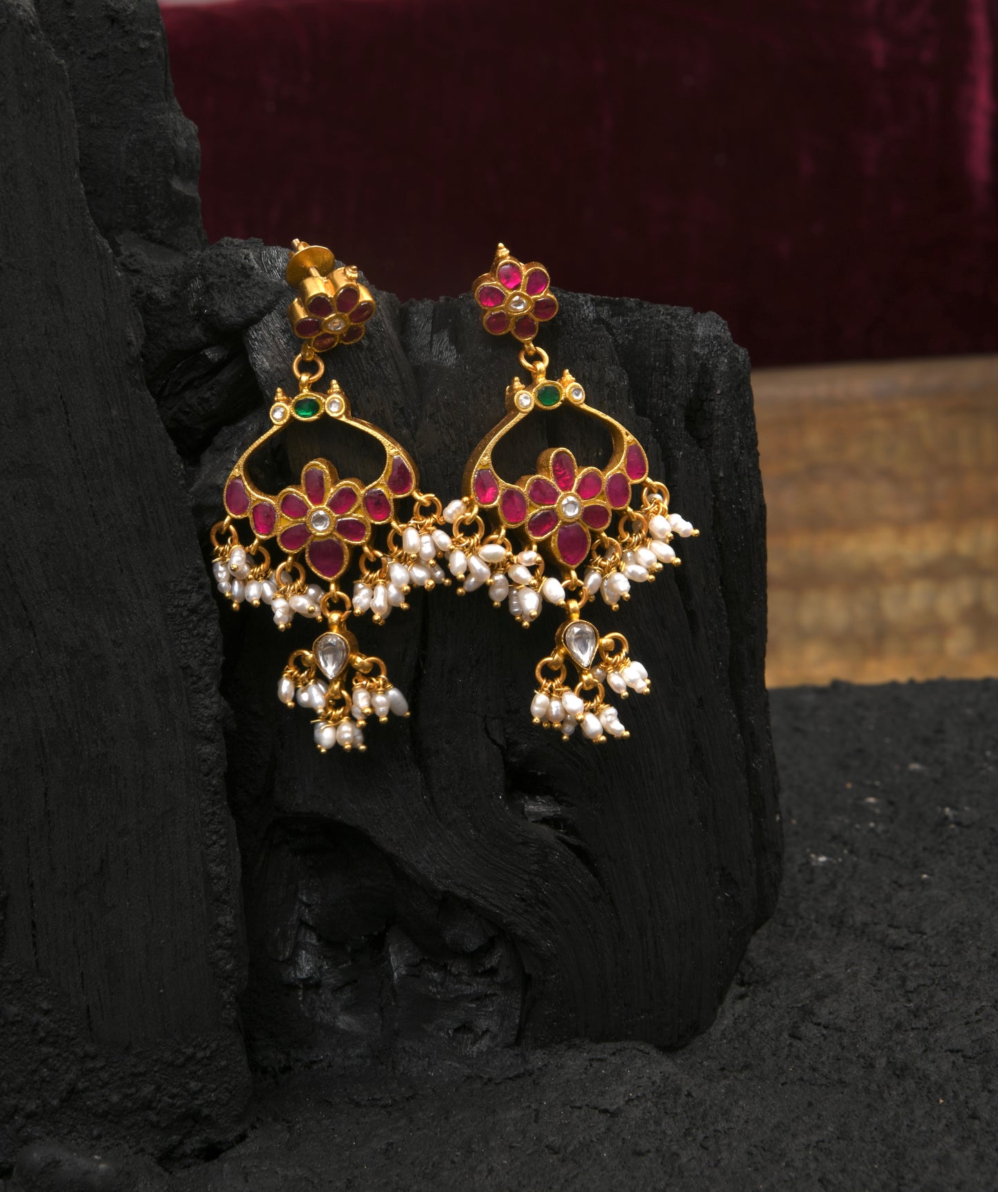 Kundan Lotus Earrings
