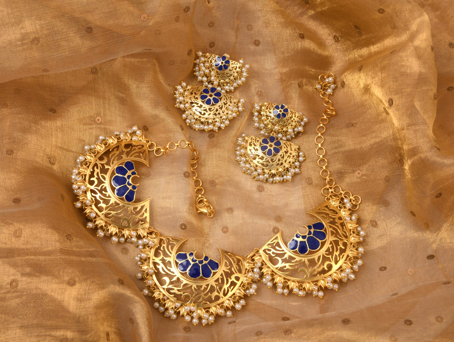 Maharani Necklace with Marigold Duet Earrings