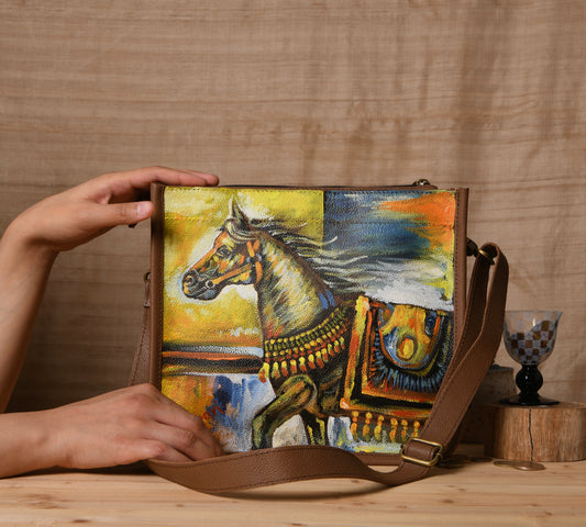 Free Spirit Hand Painted  Leather Bag