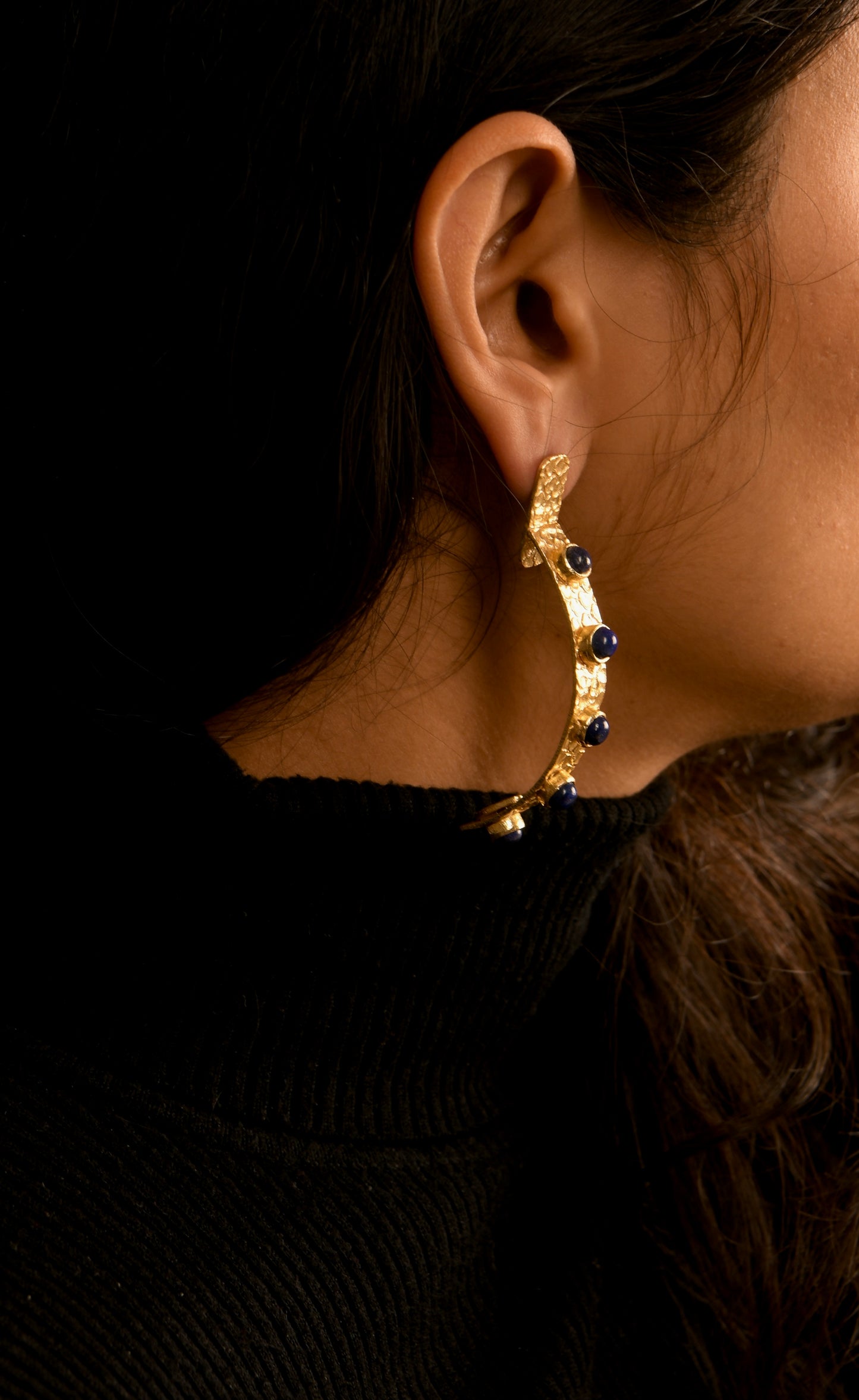 Lapis Lazuli Half Hoops