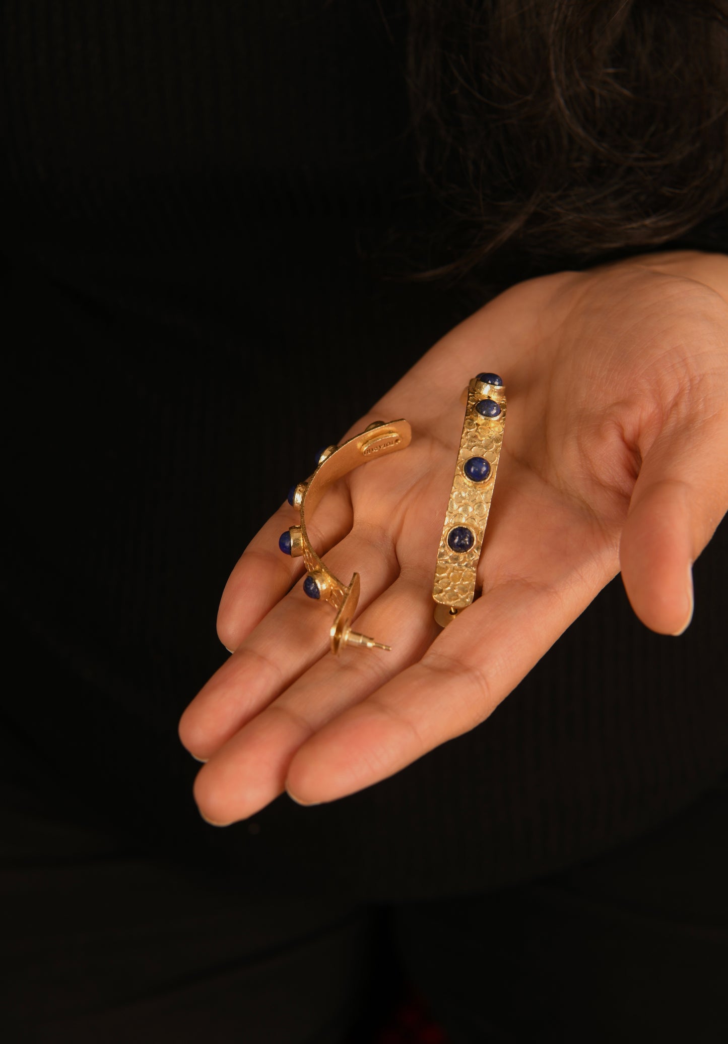 Lapis Lazuli Half Hoops