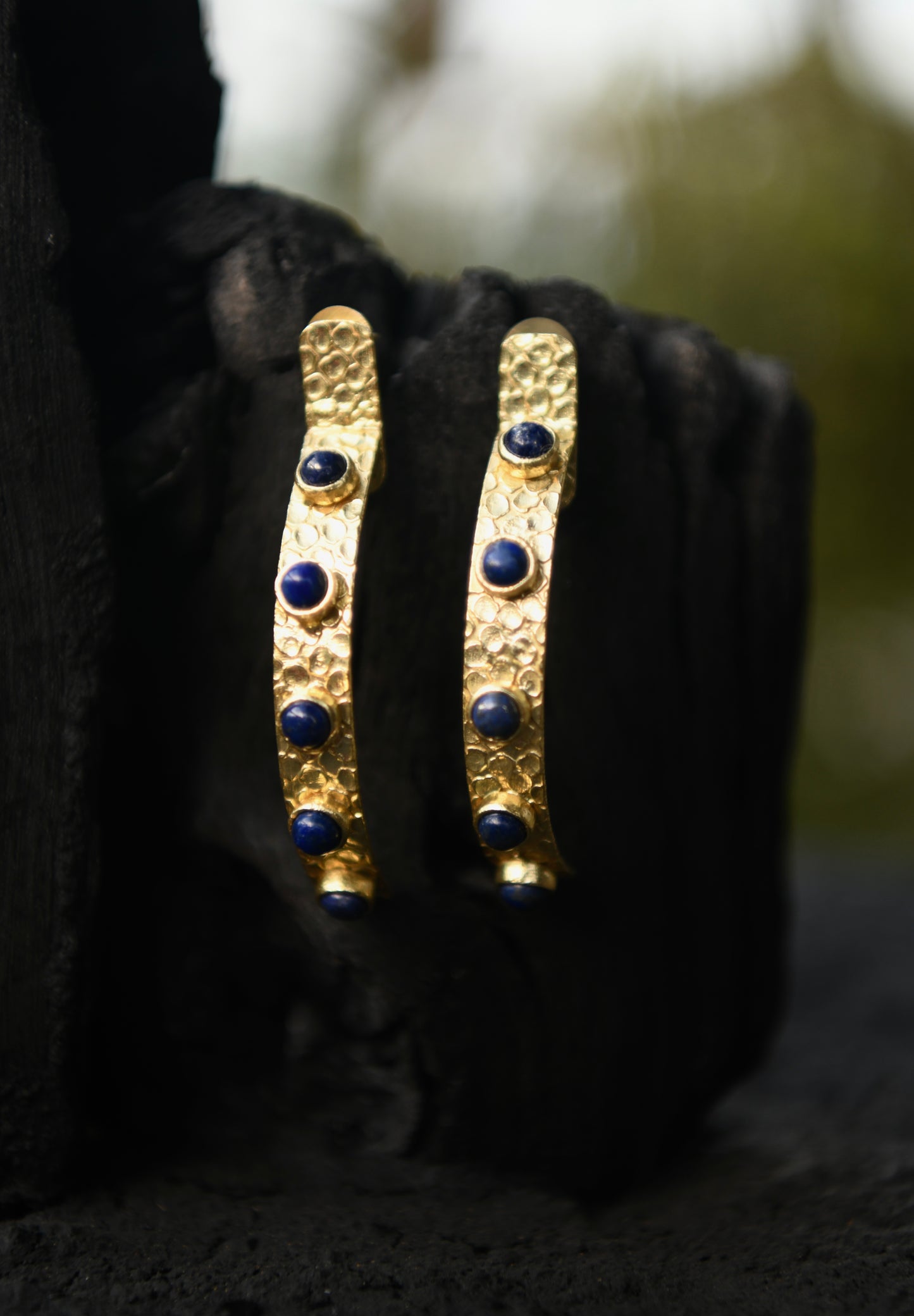 Lapis Lazuli Half Hoops