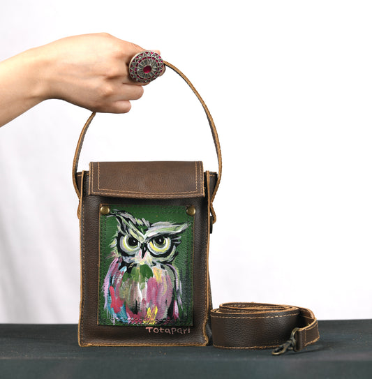 Hoot in the Woods Bag Hand Painted Mobile Sling