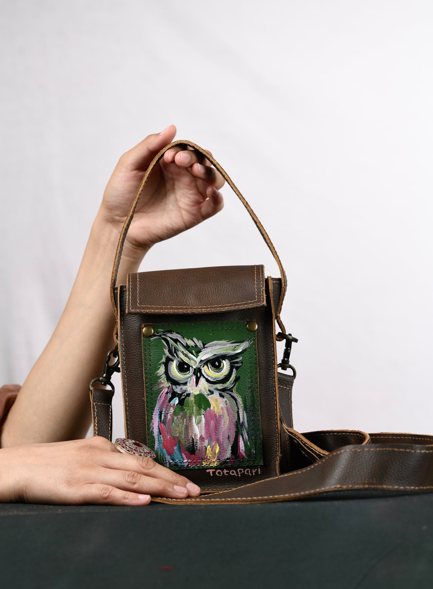 Hoot in the Woods Bag Hand Painted Mobile Sling