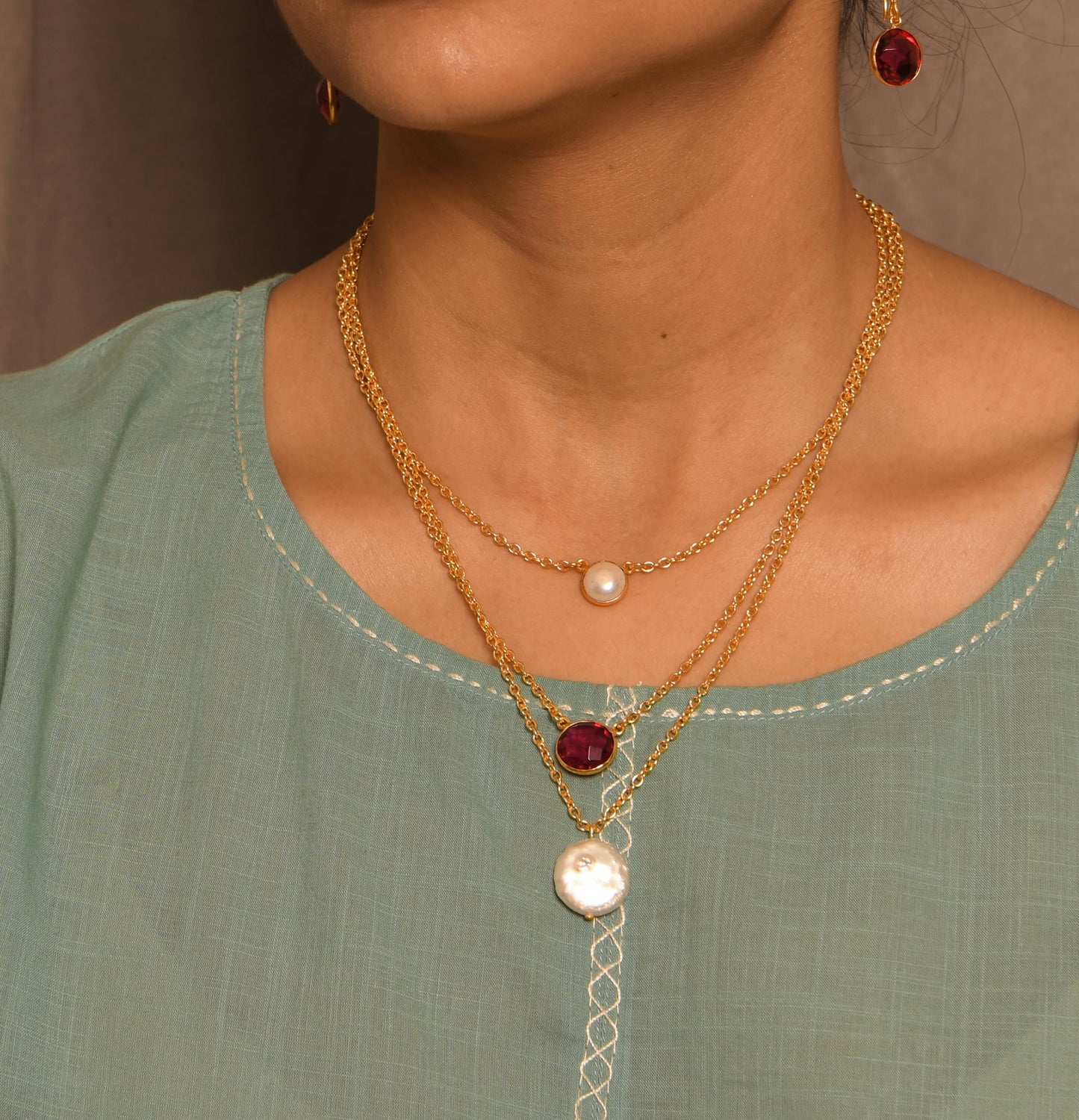 Eve's Charm Necklace with Studs