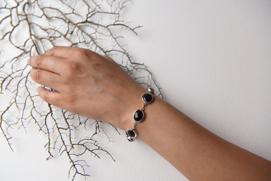 Silver Black Onyx Bracelet