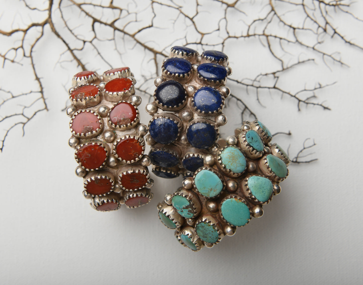 Coral Tibetan Silver Cuff
