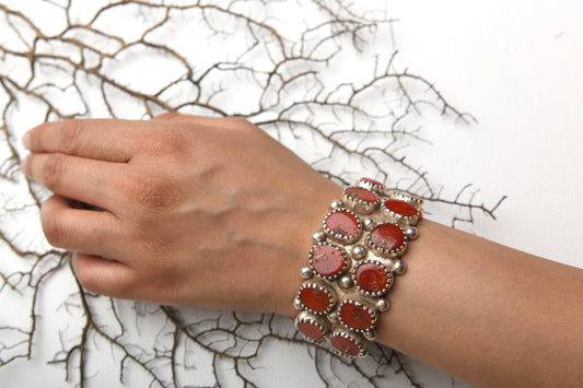 Coral Tibetan Silver Cuff