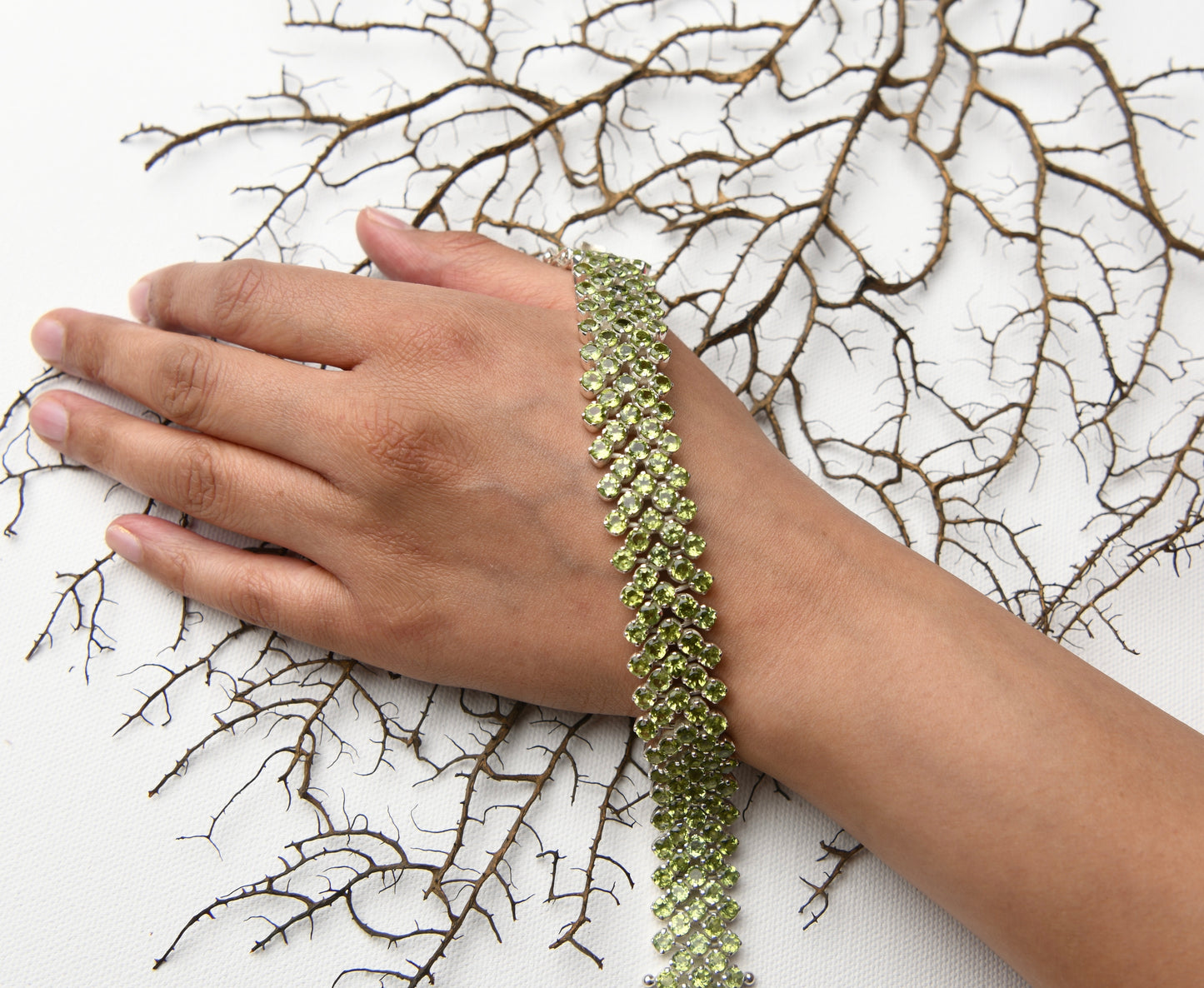 Fine Peridot Silver Bracelet