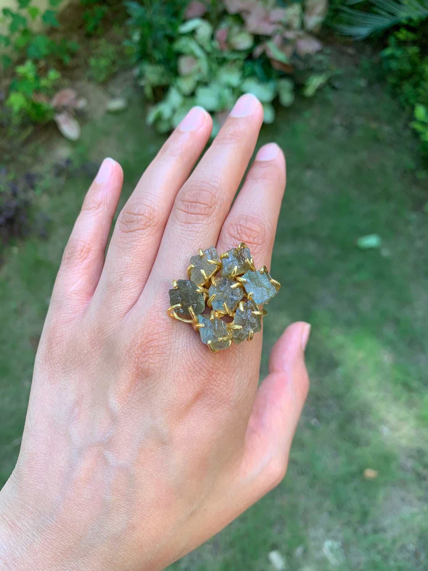 Labradorite Flower Ring