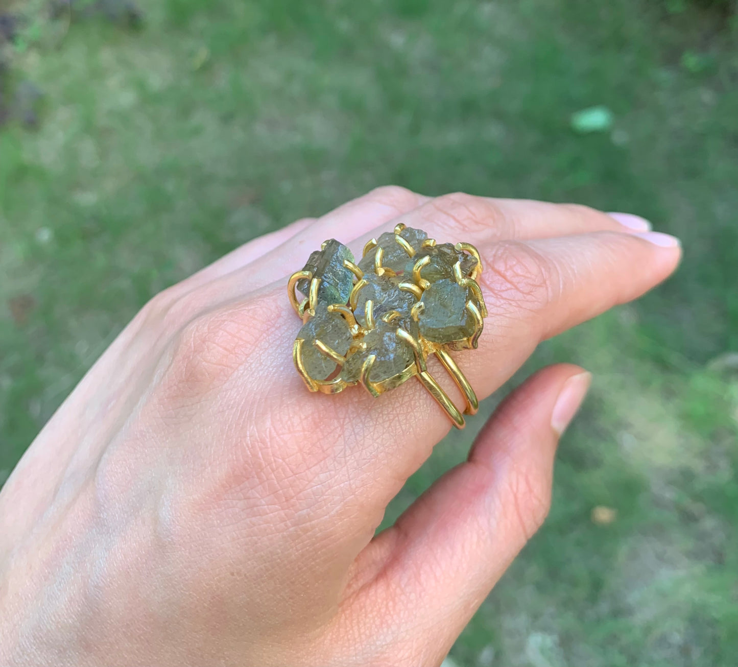 Labradorite Flower Ring