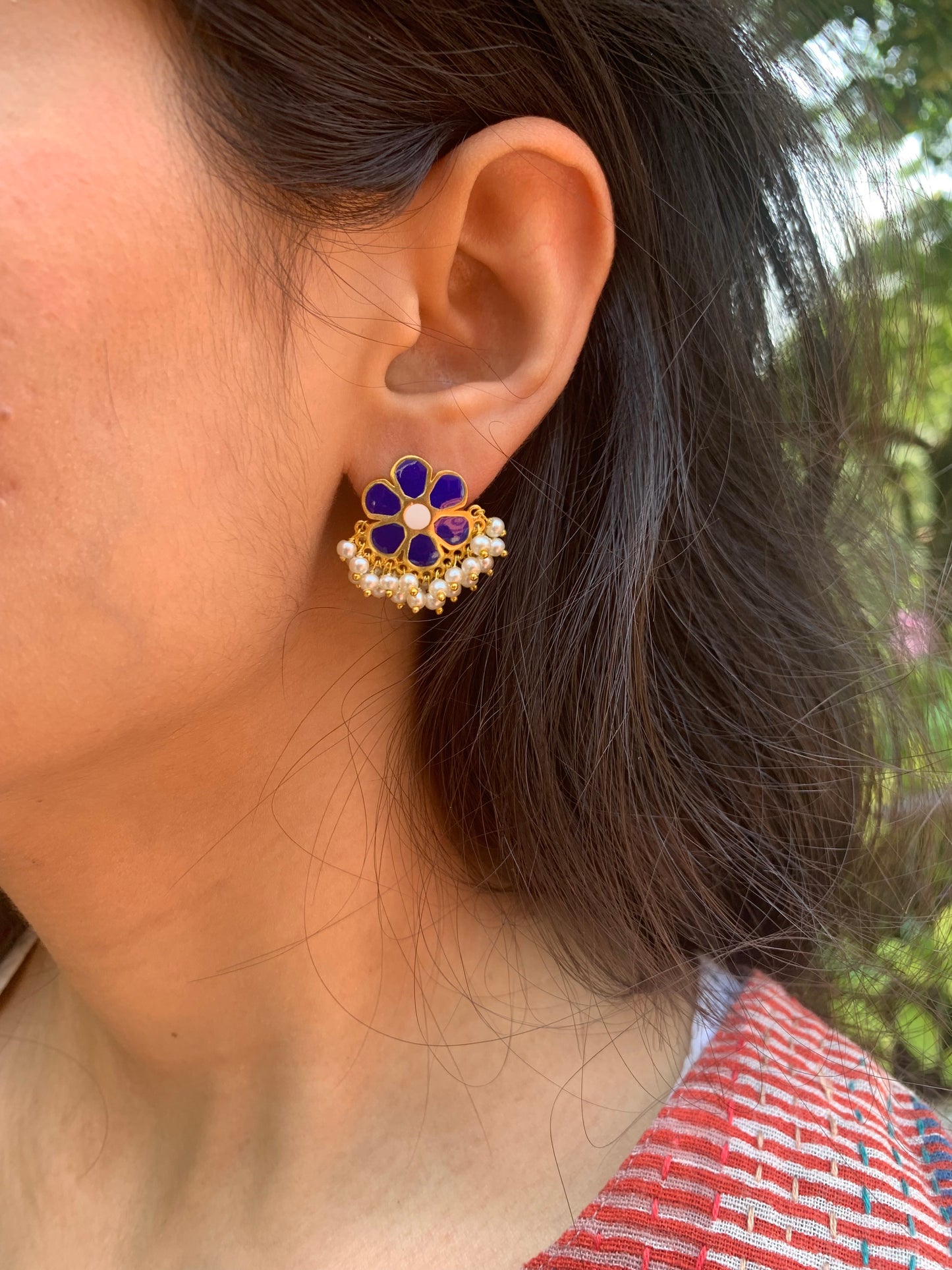 Mogra Studs (Blue)