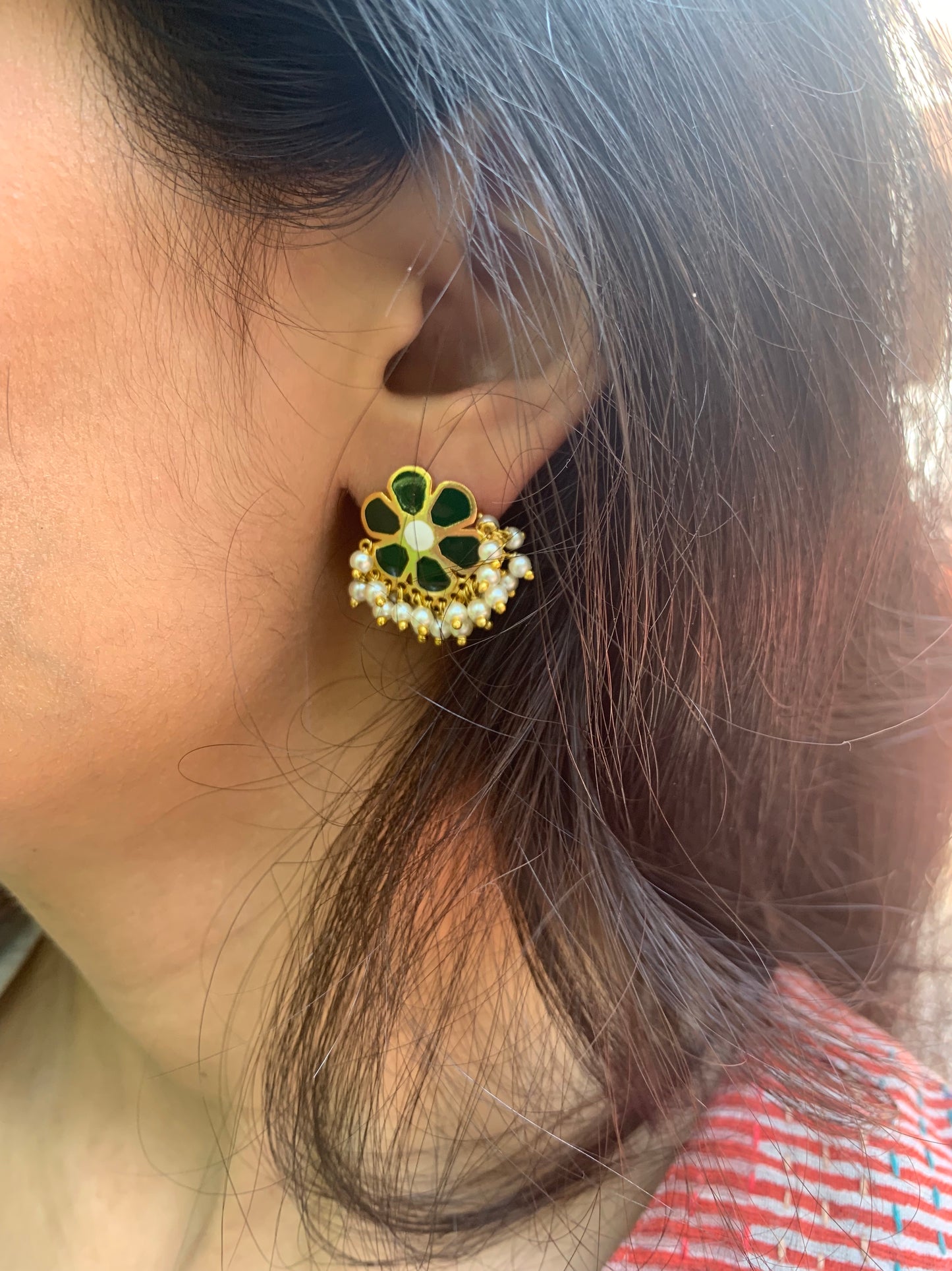 Mogra Studs (Green)