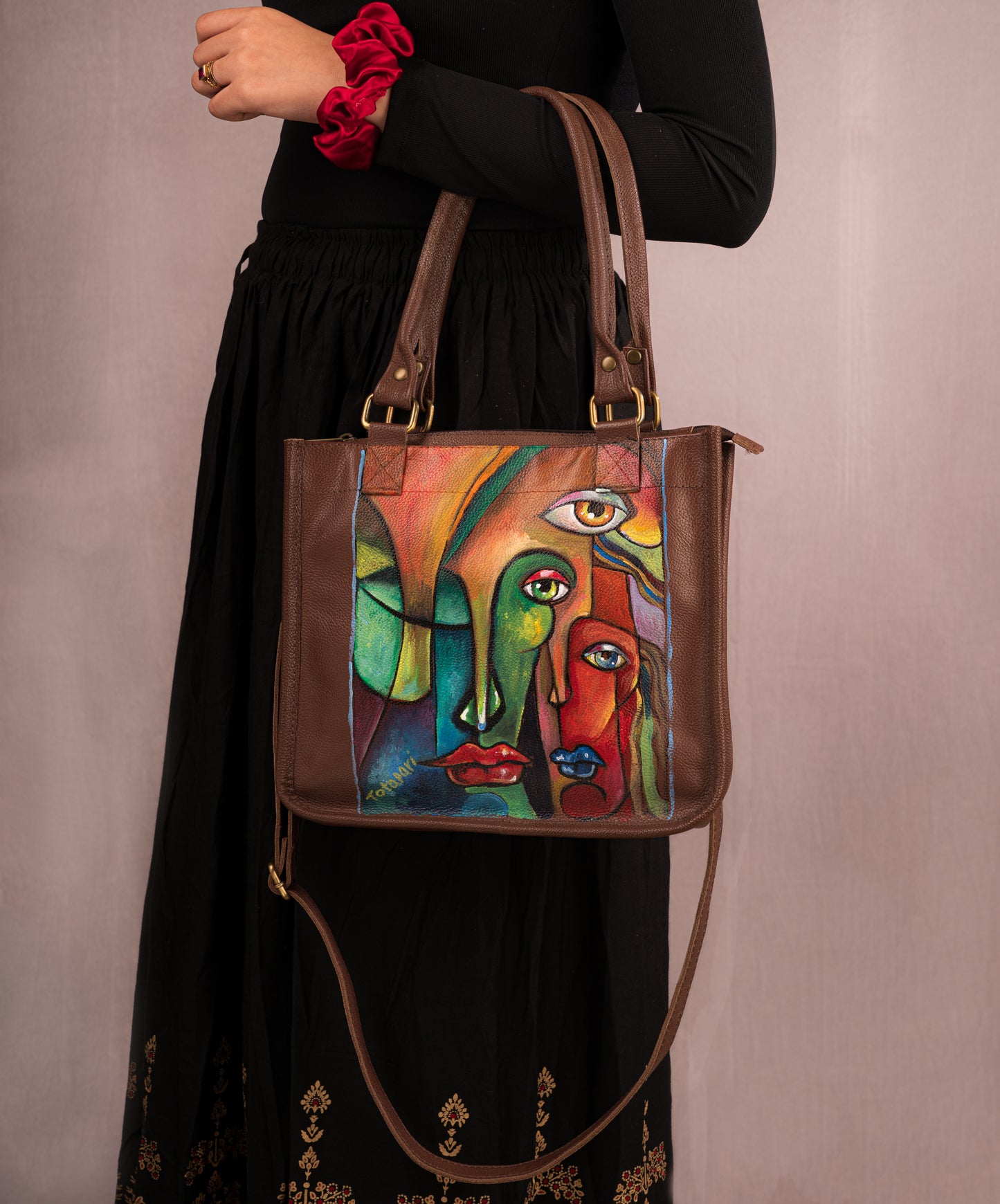 Eternal Friendship Hand Painted Leather Bag