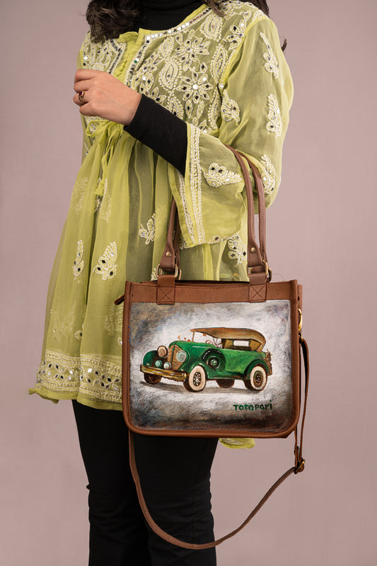 Vintage Wagon Bag (Handpainted)