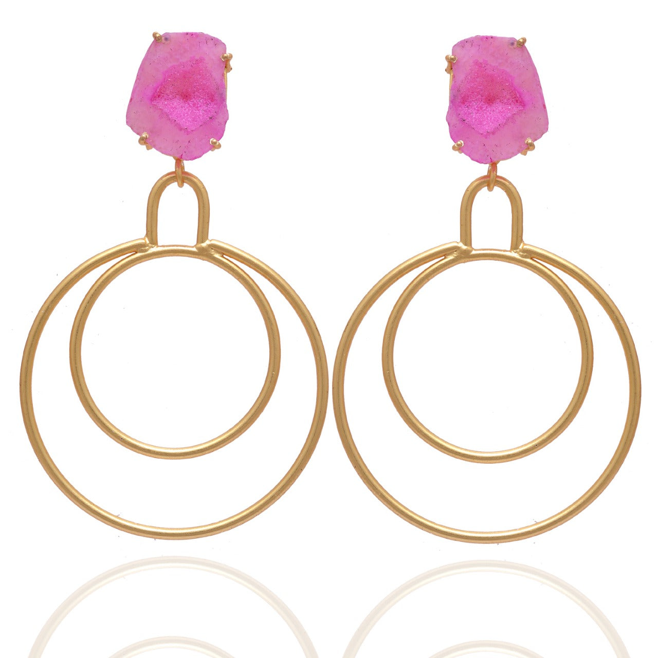 Pink Solar Stone Danglers