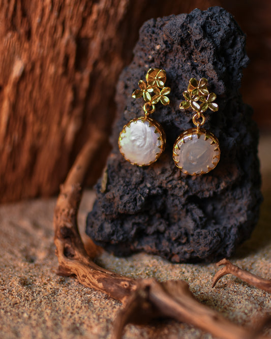 Floral Petal Pearl Earrings