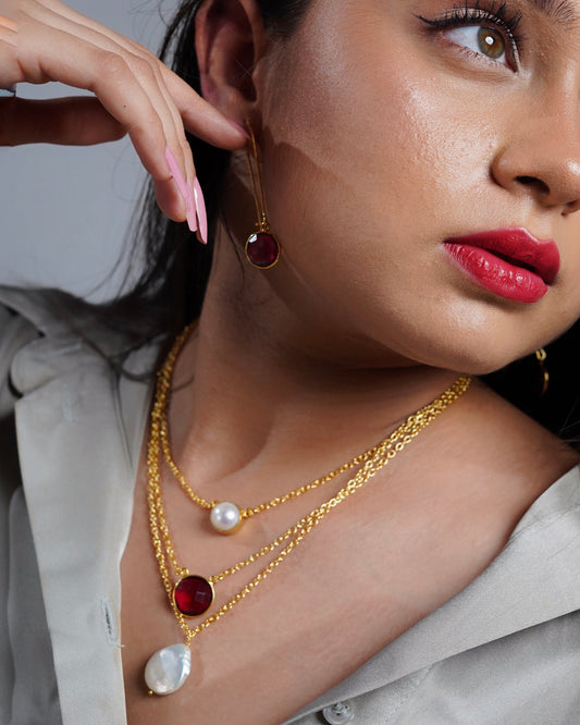 Eve's Charm Necklace with Red Wine Drops