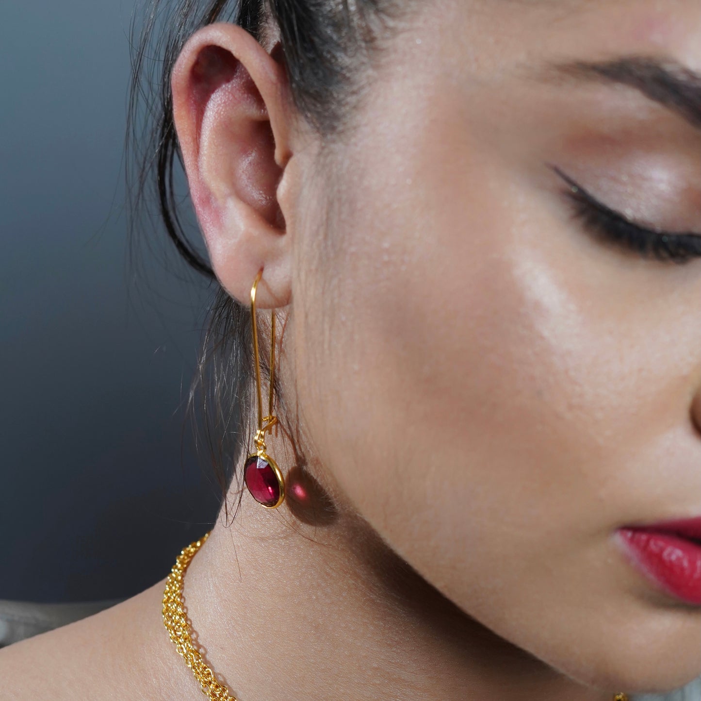 Eve's Charm Necklace with Red Wine Drops