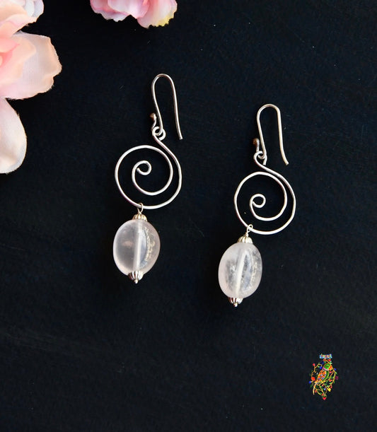Rose Quartz Spiral Earrings