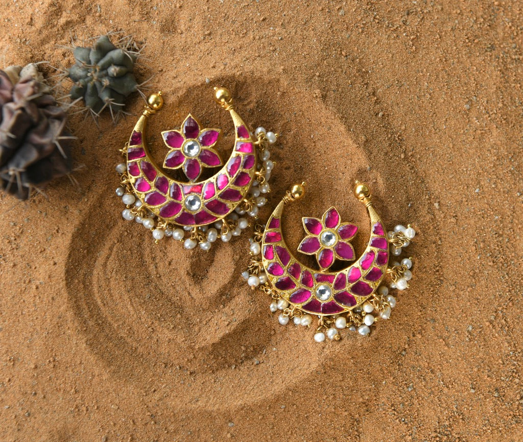 Kundan Chaand Baali Studs