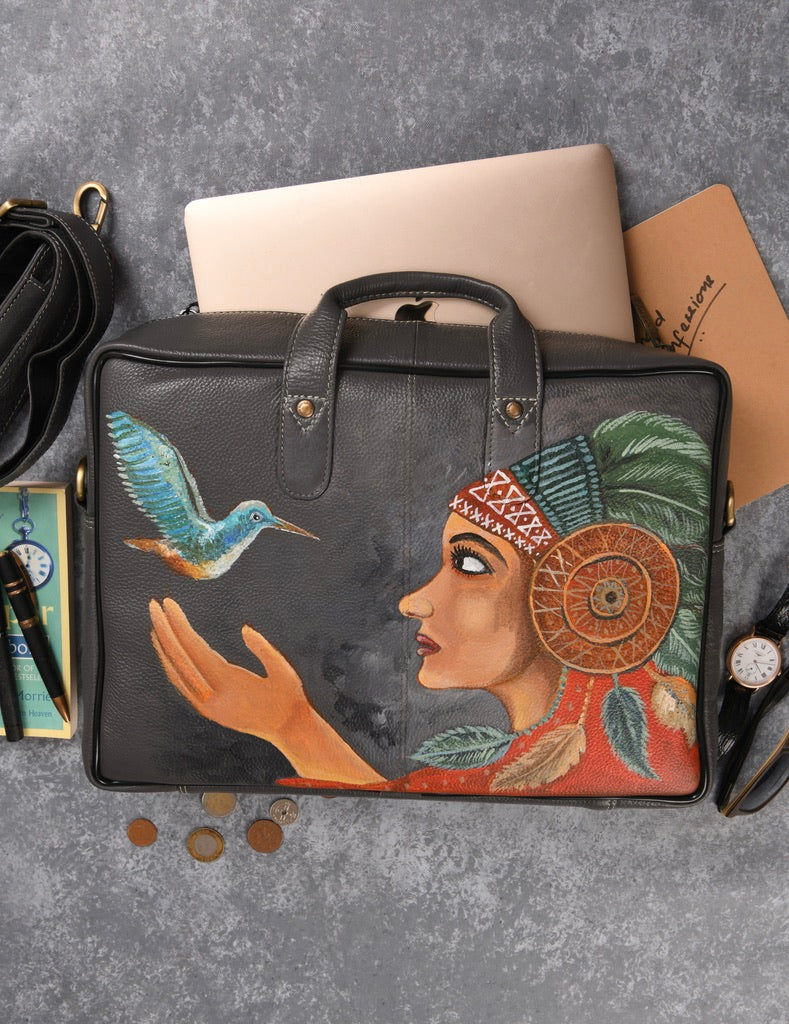 Kingfisher Laptop Bag (Handpainted)