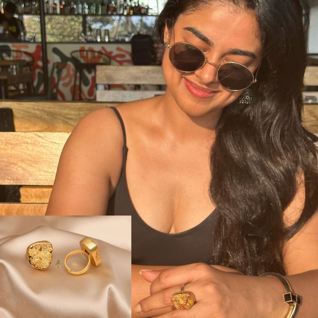 Gold-Dipped Pyrite Ring