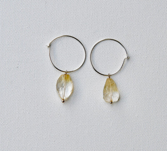 Tumbled Citrine Hoops