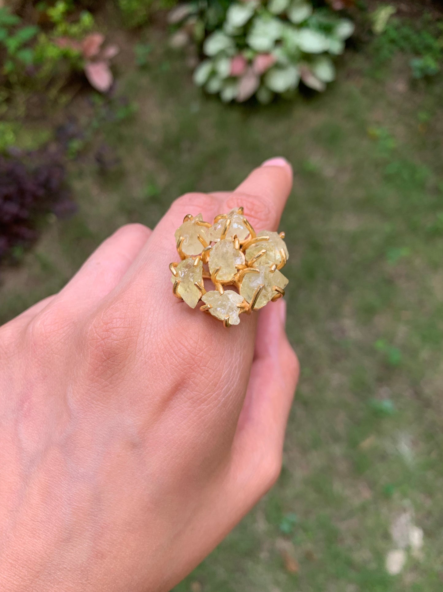 Lemon Topaz Flower Ring