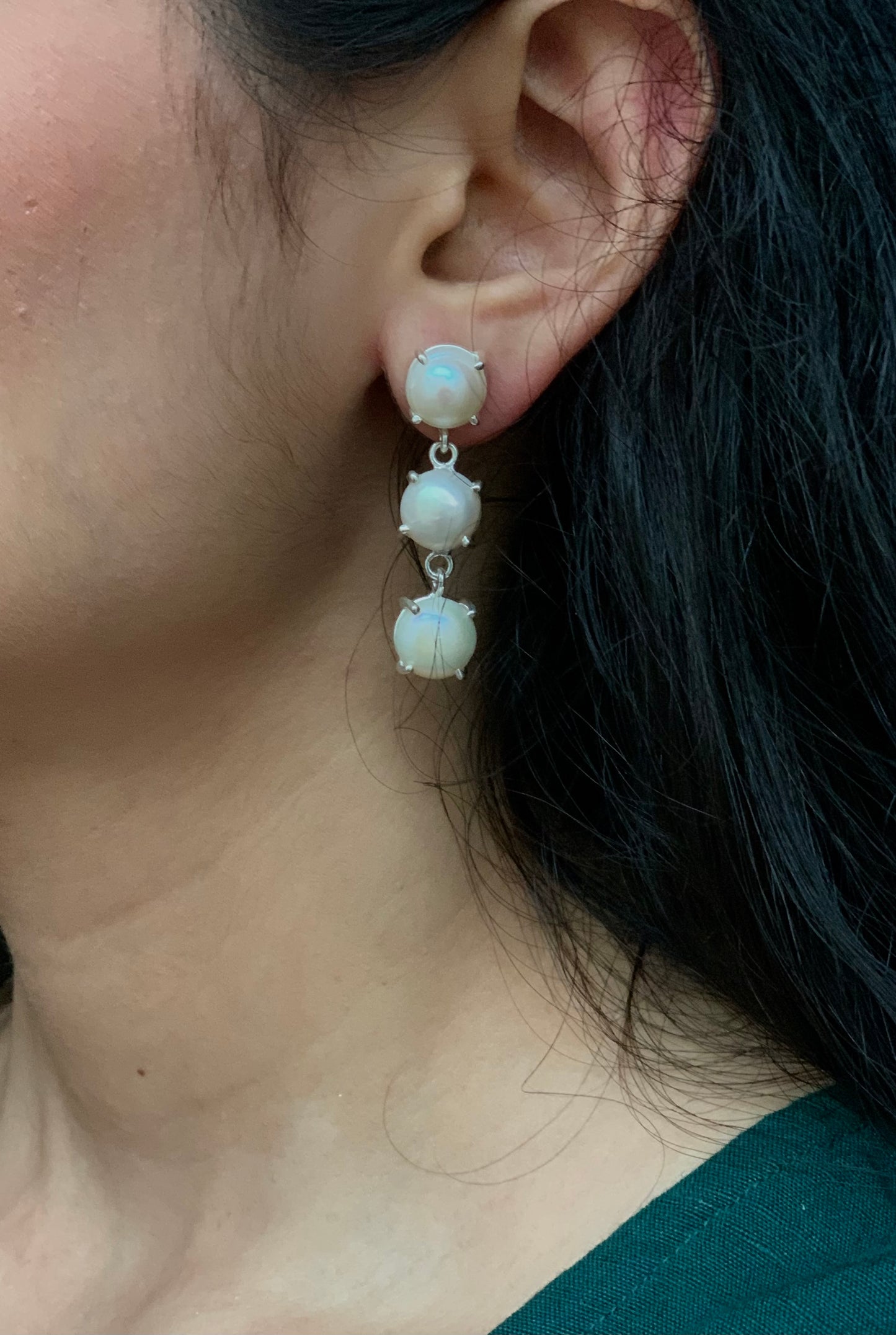 Pearl Trio Drops (92.5 Silver)