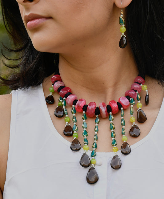 Pink And Blue Constellation Necklace Set