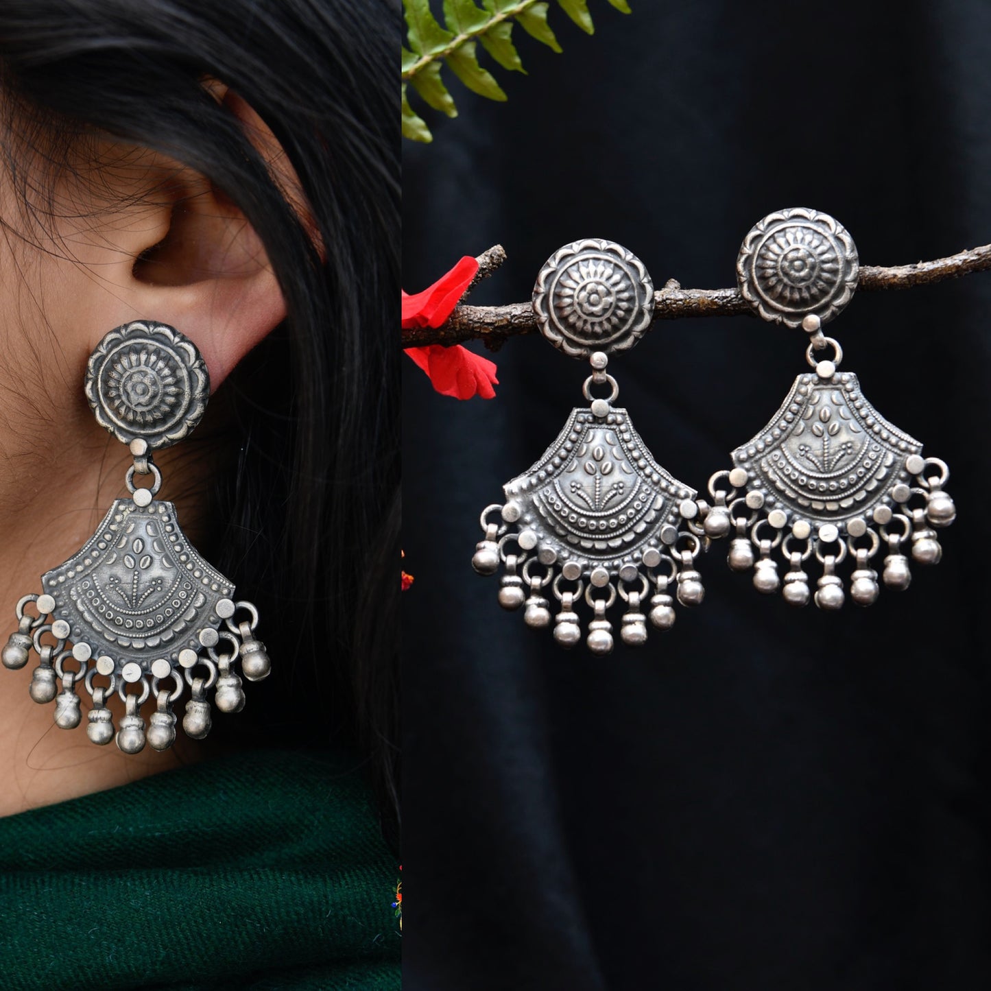 Hibiscus Antique Earrings